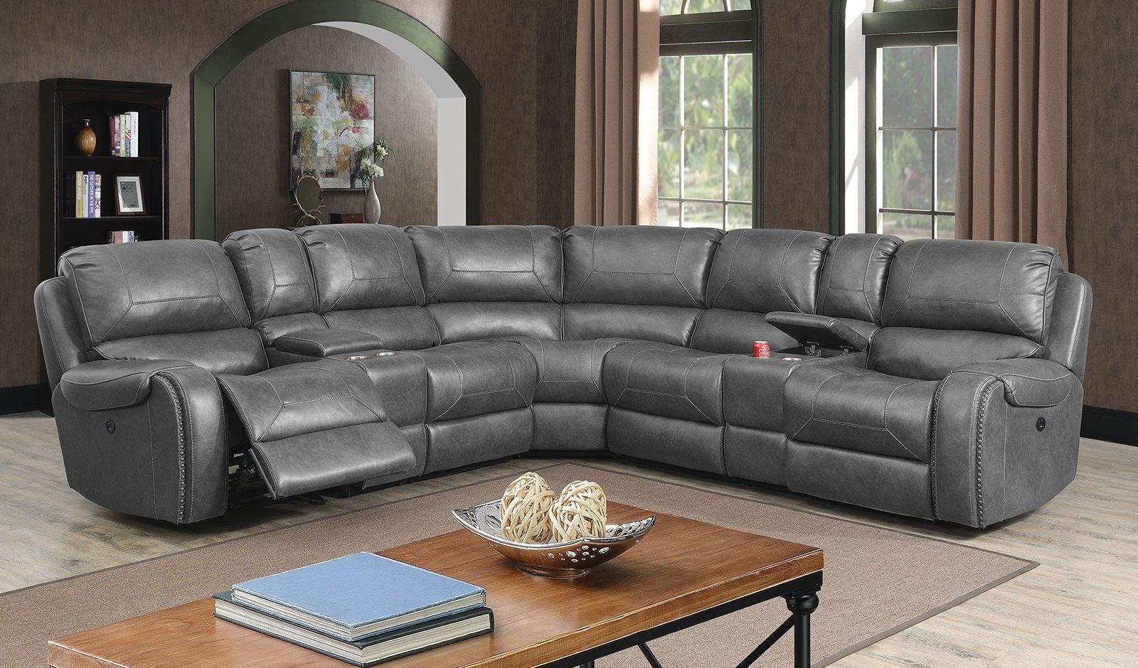 Transitional Power Sectional CM6951GY-PM-SECT Joanne CM6951GY-PM-SECT in Gray Leatherette