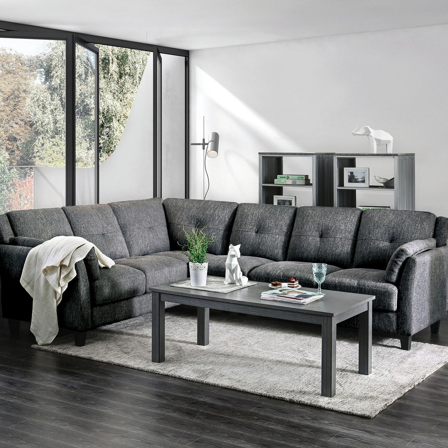 Transitional Sectional Sofa CM6021 Kaleigh CM6021 in Gray 