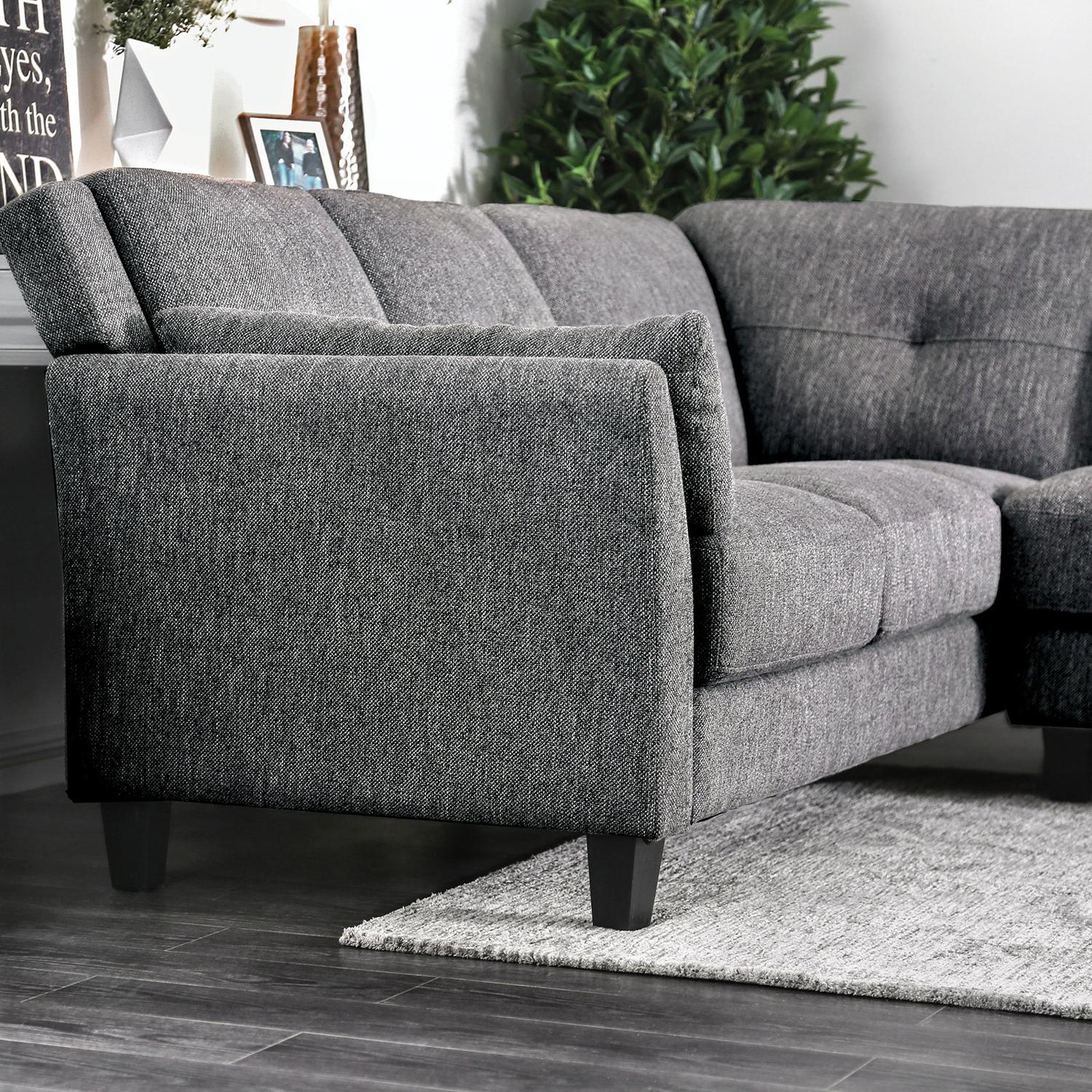 

                    
Furniture of America CM6021 Kaleigh Sectional Sofa Gray Linen-like Fabric Purchase 
