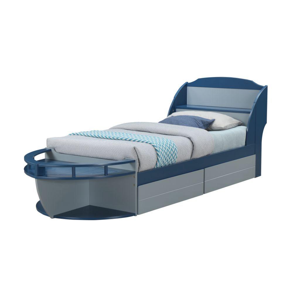 Transitional Twin bed Neptune II 30620T in Navy, Gray 