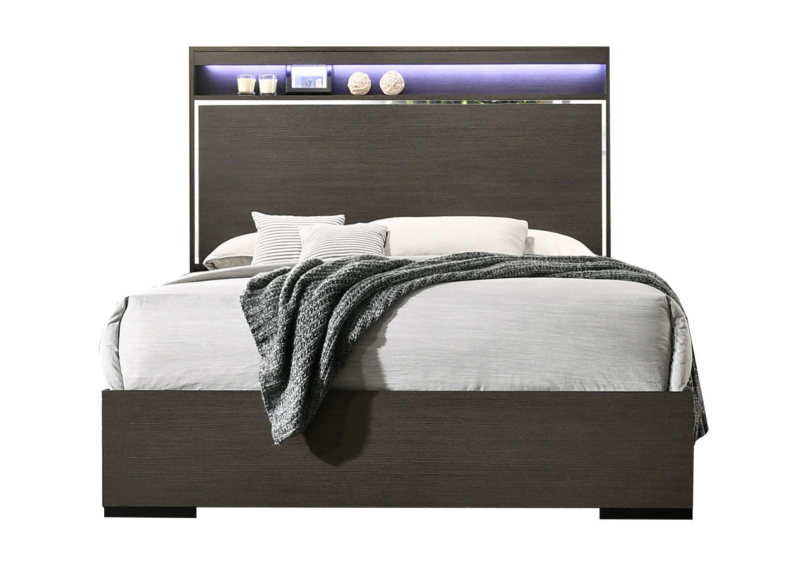 

    
Transitional Gray Oak Wood Queen Bed w/ LED Lighting Escher- 27650Q Acme
