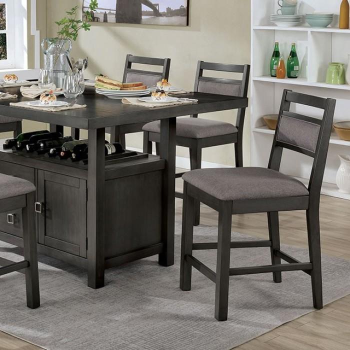 Transitional Counter Table Set CM3794PT-Set-5 Vicky CM3794PT-5PC in Gray Fabric