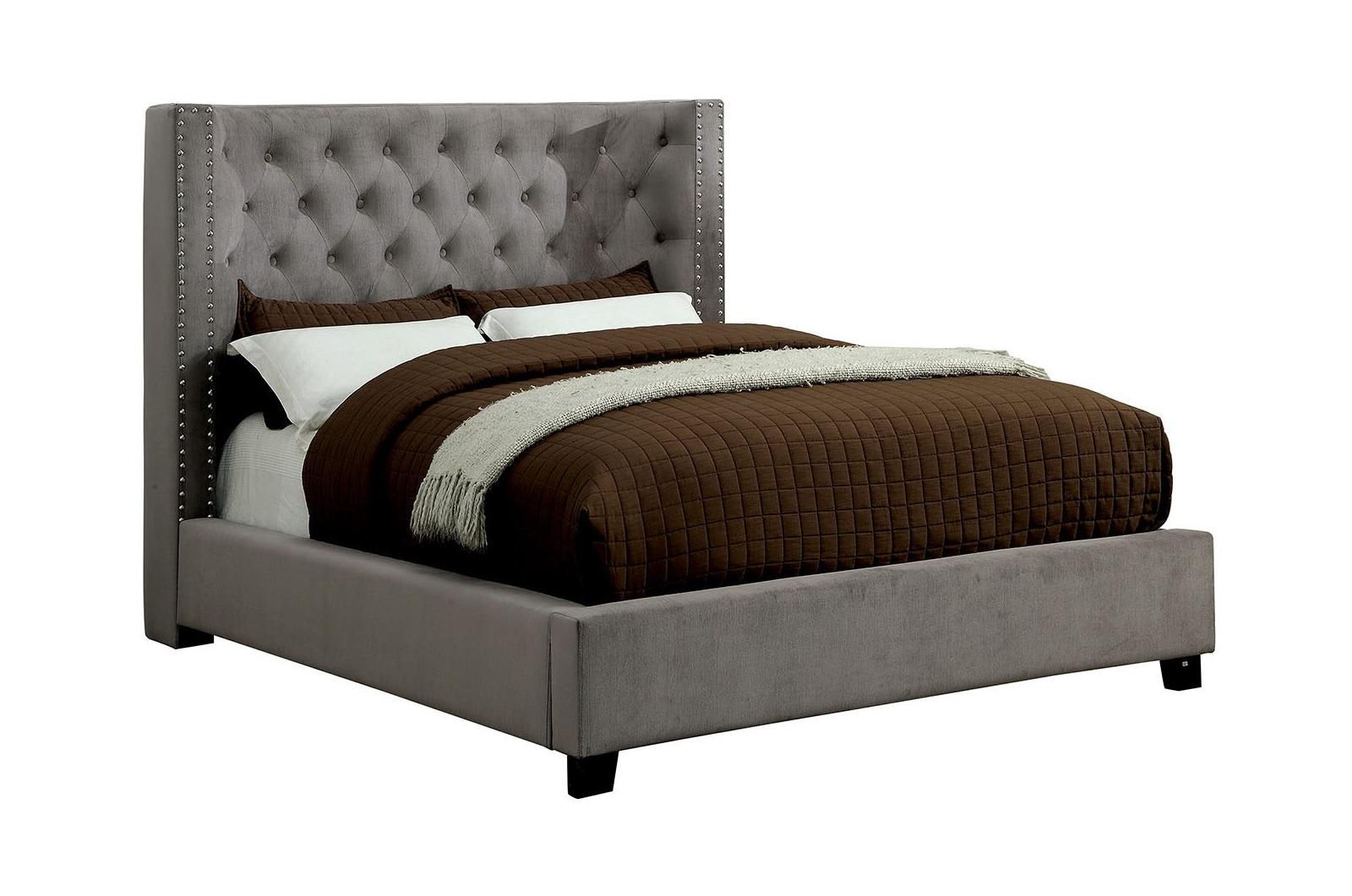 Transitional Platform Bed CM7779GY-Q Cayla CM7779GY-Q in Gray 