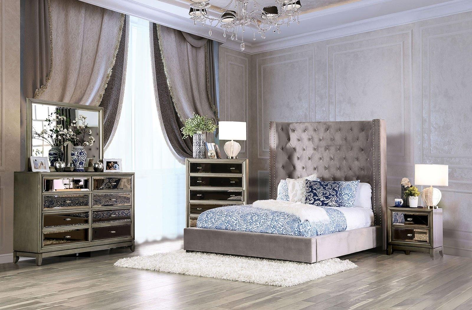 

    
Transitional Gray Solid Wood Queen Bedroom Set 5pcs Furniture of America CM7679GY Mirabelle
