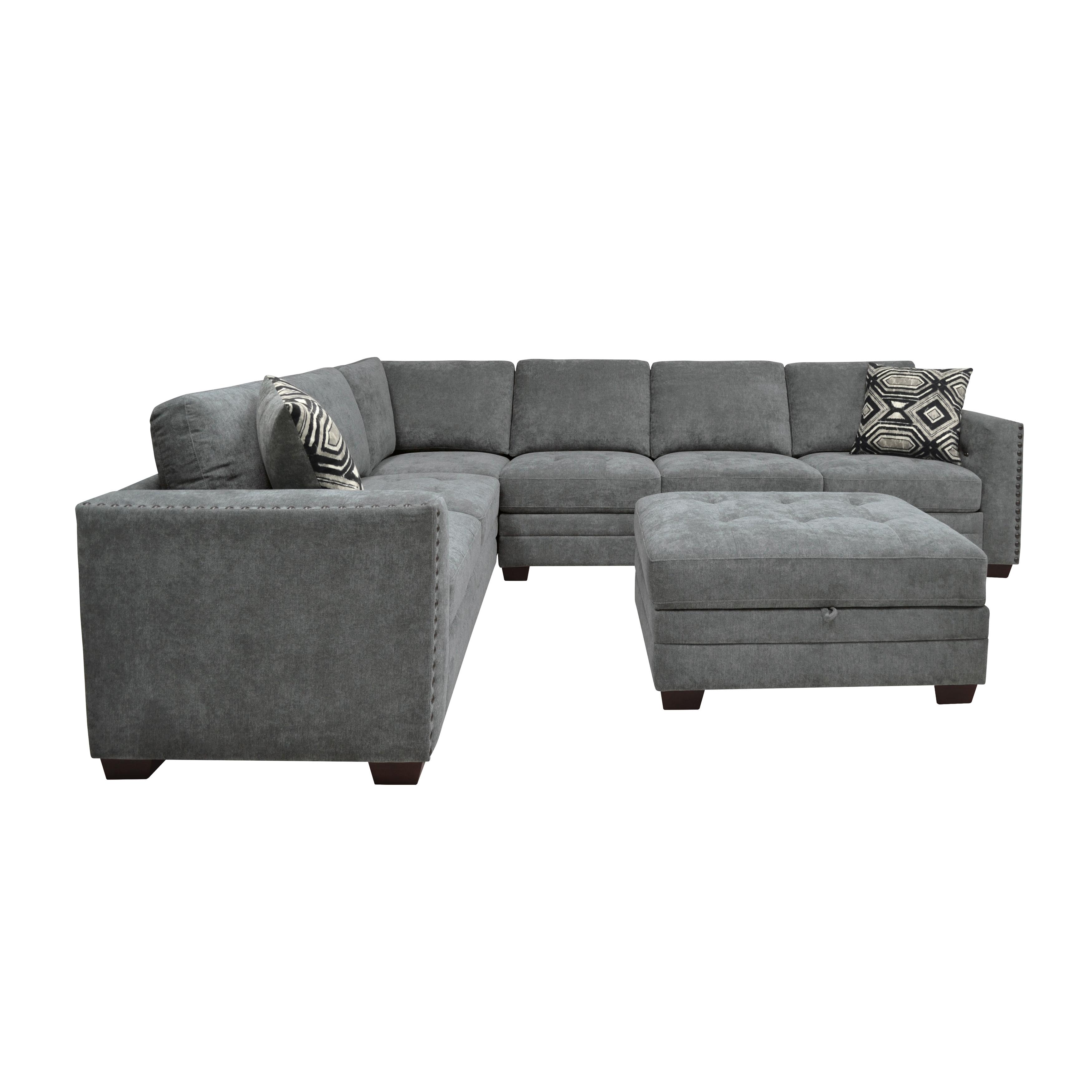

    
Transitional Gray Textured 2-Piece Sectional w/Ottoman Homelegance 9212GRY*3OT Sidney
