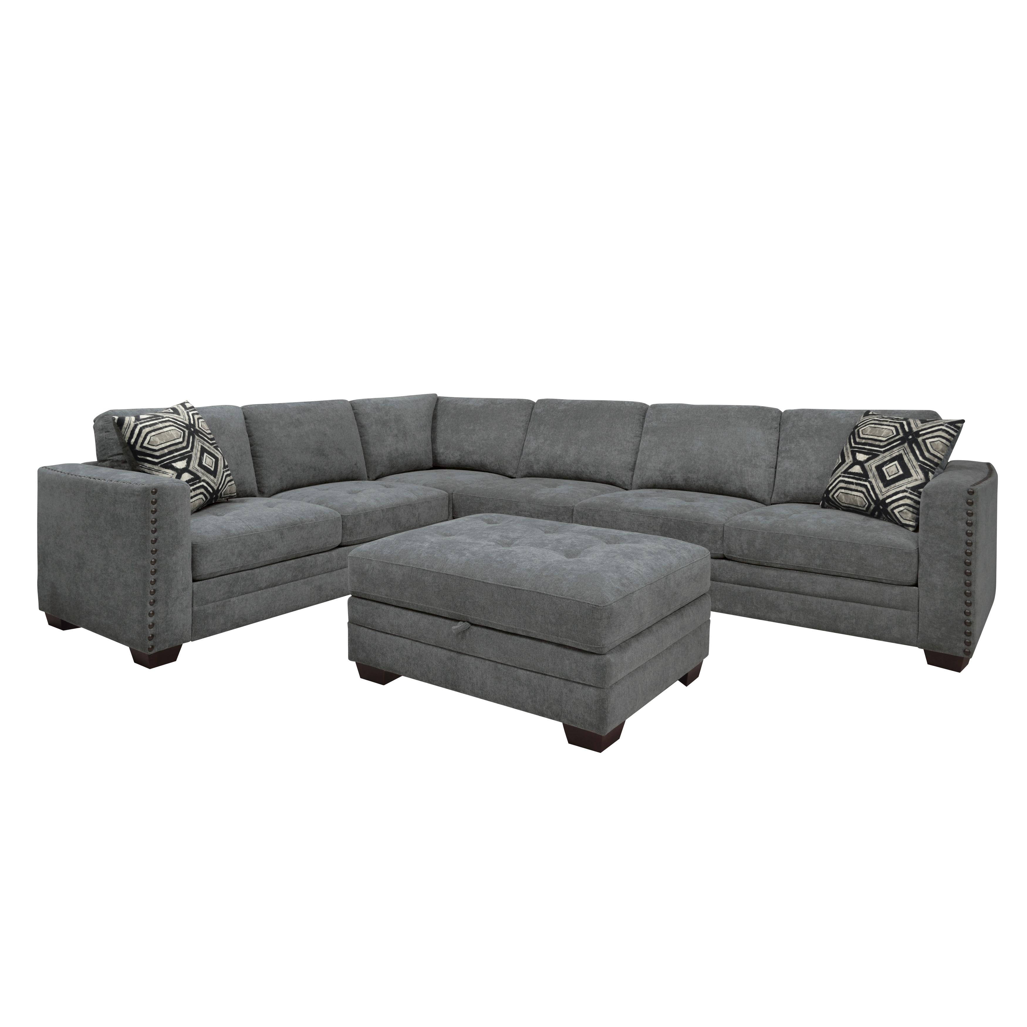 Transitional Sectional w/ Ottoman 9212GRY*3OT Sidney 9212GRY*3OT in Gray 