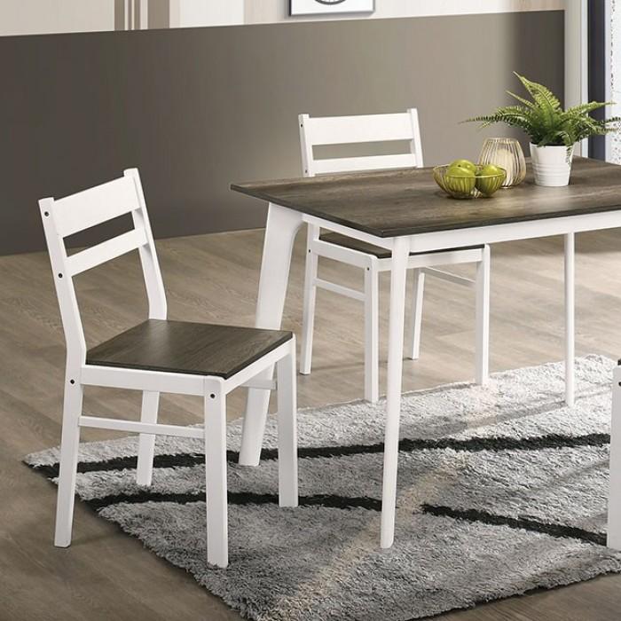 Transitional Dining Table Set CM3714GY-T-5PK Debbie CM3714GY-T-5PK in White, Gray Leatherette