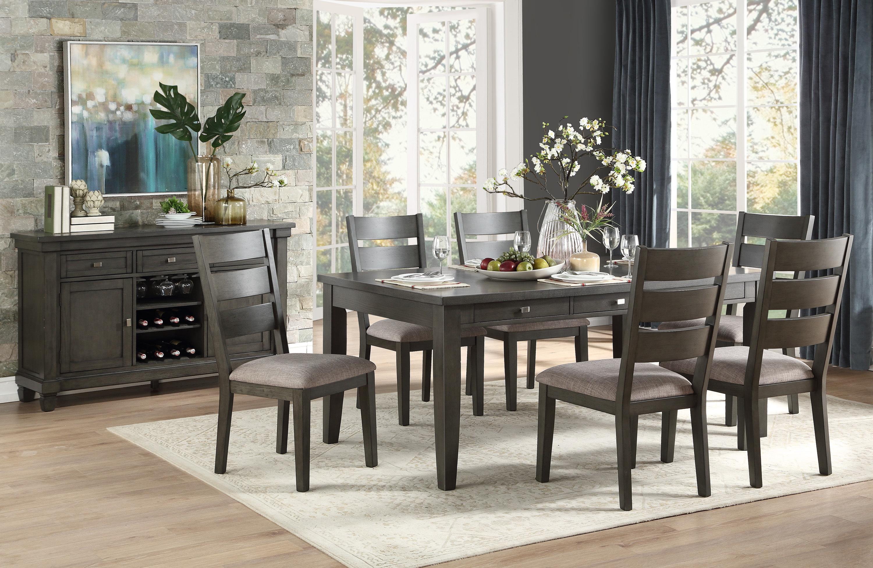 Transitional Dining Room Set 5674-72*8PC Baresford 5674-72*8PC in Gray Polyester