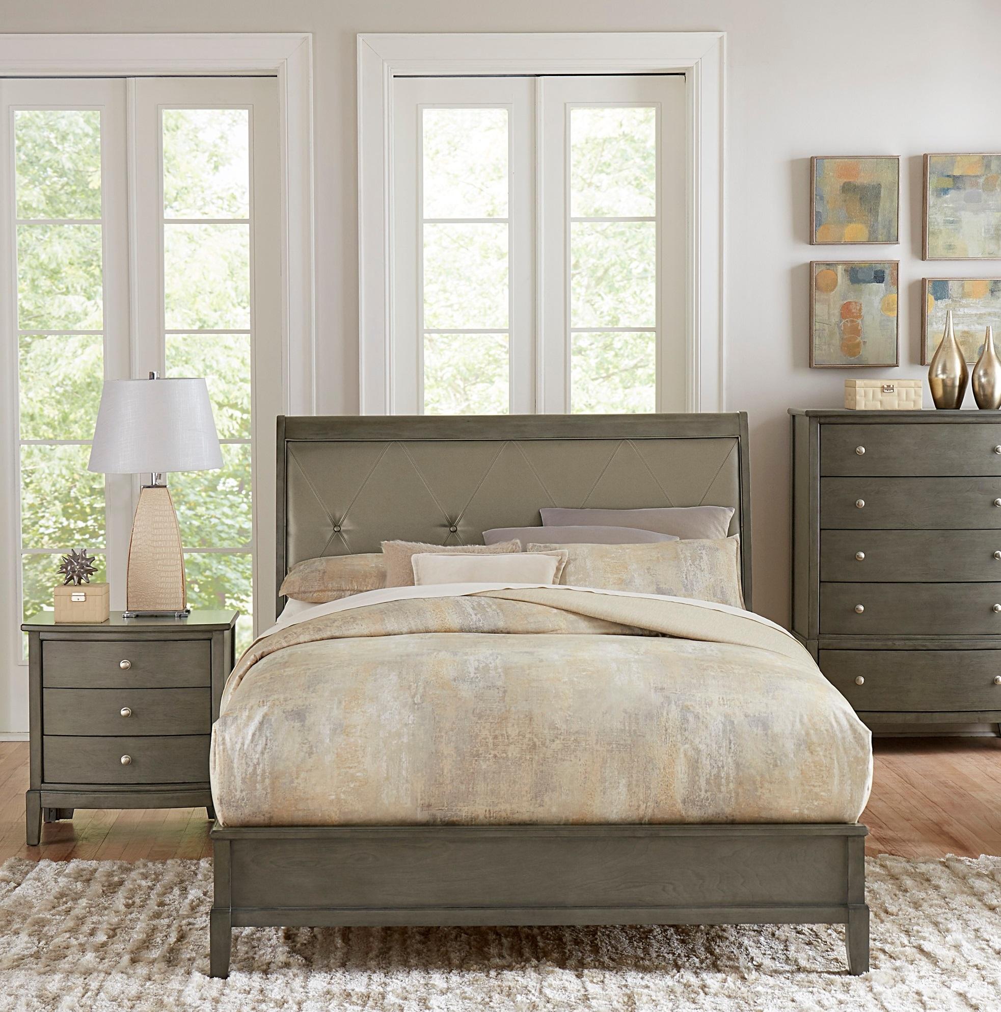 Transitional Bedroom Set 1730GY-1-3PC Cotterill 1730GY-1-3PC in Gray Faux Leather