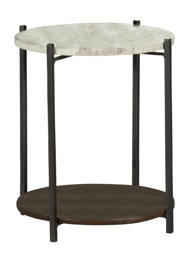 

    
Transitional Gunmetal & White Marble Accent Table Coaster 931204
