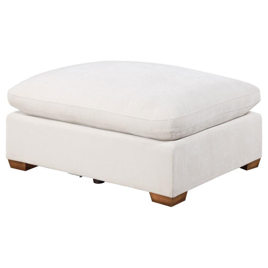 Transitional Ottoman Lakeview Ottoman 551463-O 551463-O in Oak, Ivory Fabric