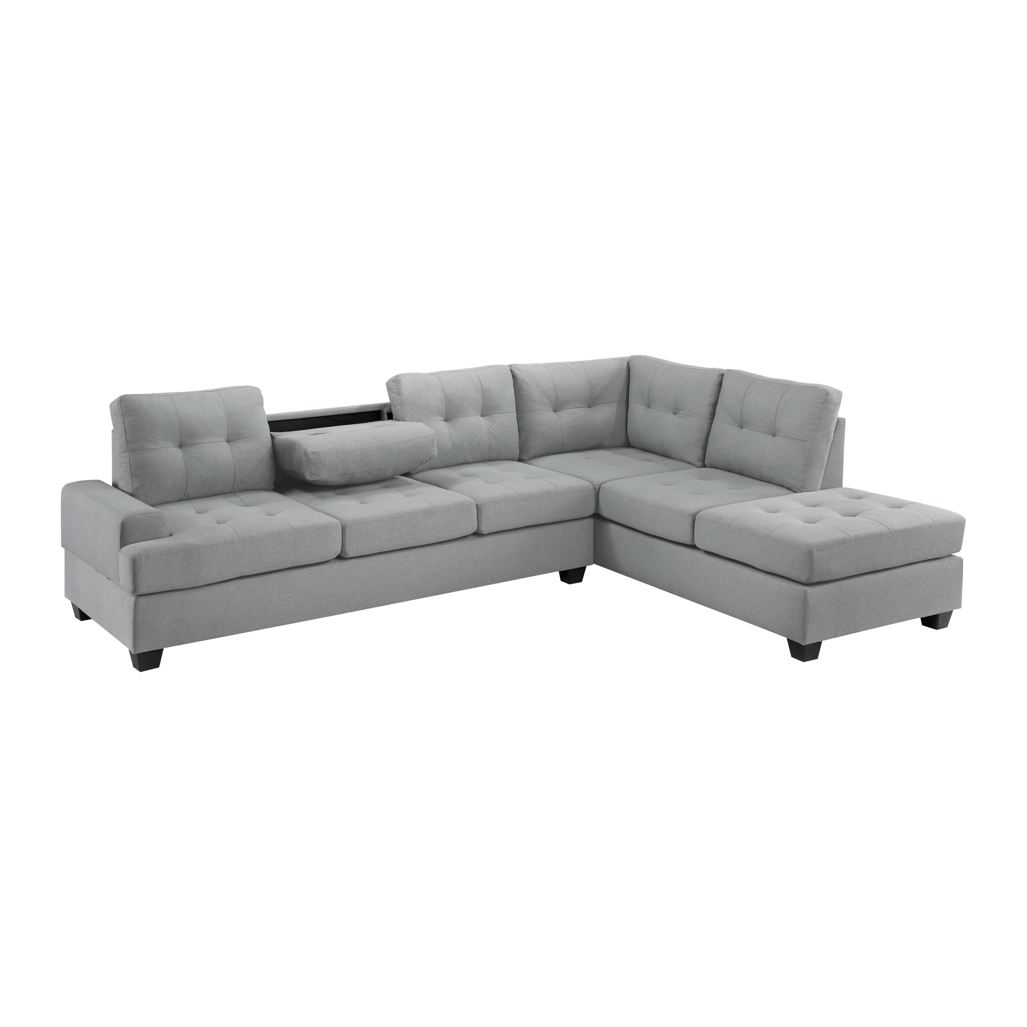 

    
9367GY*3OT Transitional Light Gray Textured Reversible 2-Piece Sectional w/Ottoman Homelegance 9367GY*SC Dunstan
