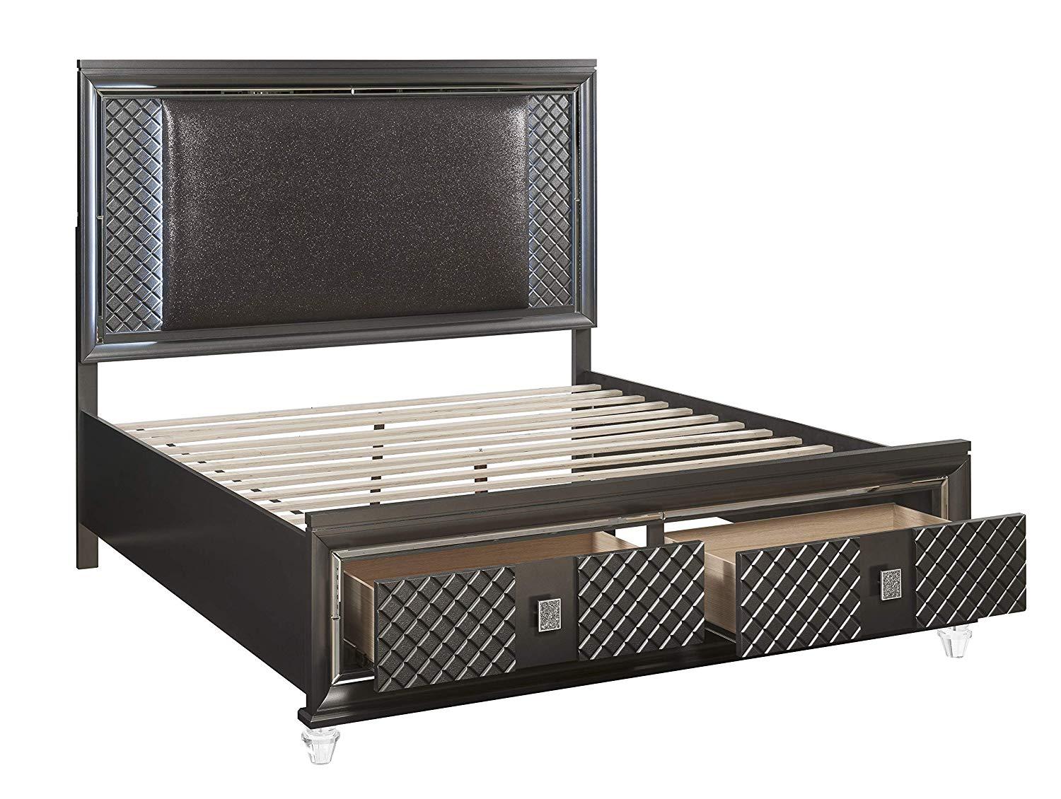 

        
Acme Furniture Sawyer-27967EK Storage Bed Metallic/Gray Polyurethane 0840412195617
