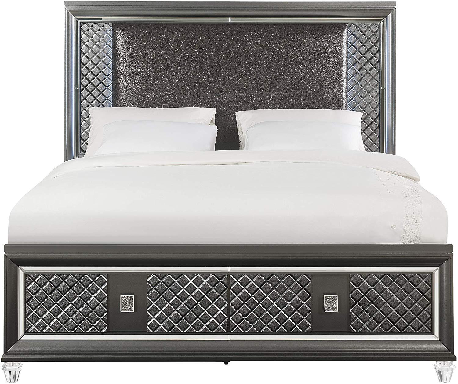 

    
Transitional Metallic Gray Finish Storage Queen Bed Sawyer-27970Q  Acme

