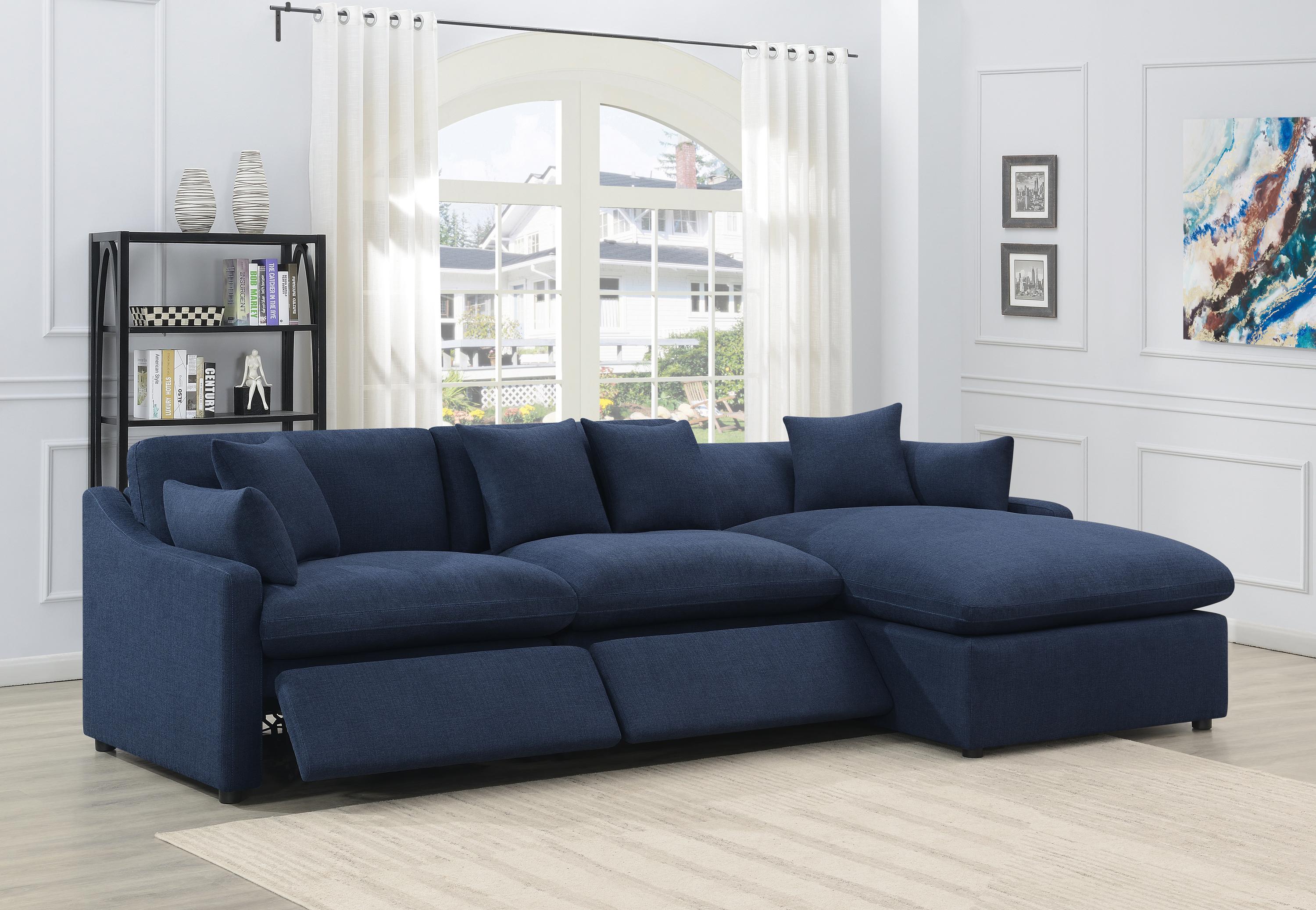 

    
Transitional Midnight Blue Linen-like Upholstery 3-Piece Power Sectional Coaster 651551P-S3 Destino
