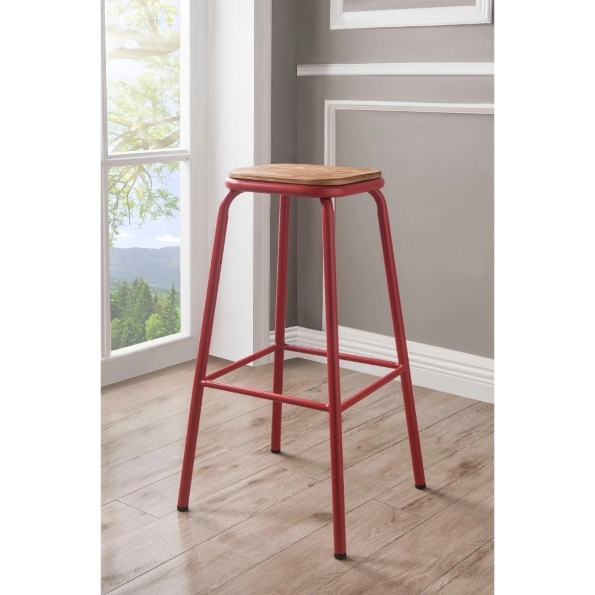 

    
Transitional Natural & Red 2x Bar Stools by Acme Scarus 72388-2pcs
