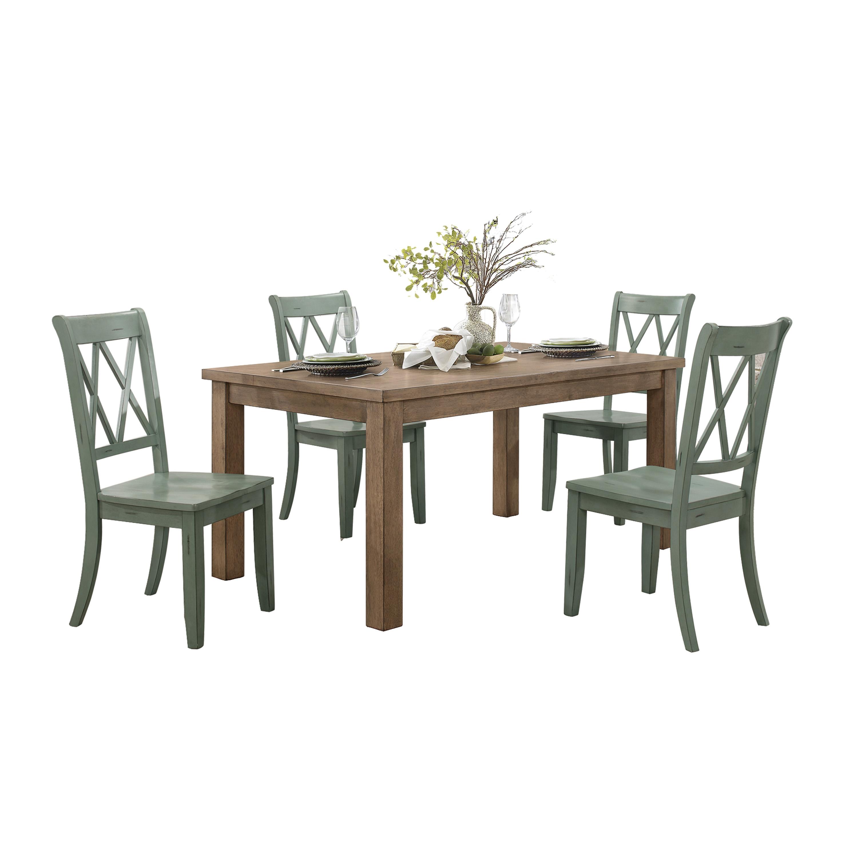 Transitional Dining Room Set 5516-66-TL*5PC Janina 5516-66-TL*5PC in Teal 
