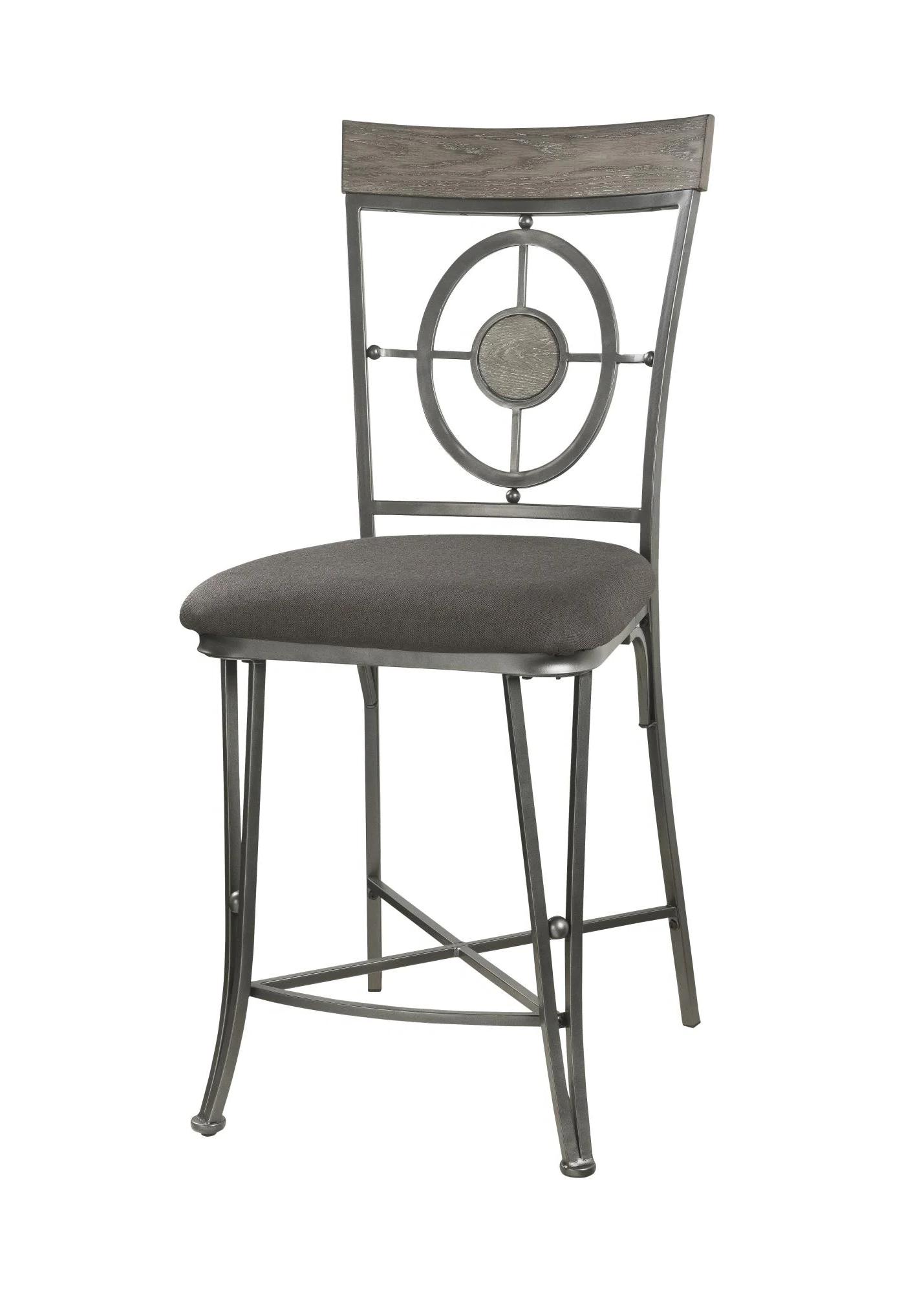 Transitional Counter Chair Set Landis 73182-2pcs in Oak Fabric