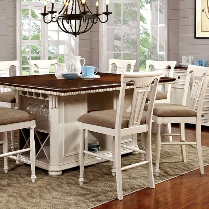 Transitional Counter Dining Set CM3199WC-PT-Set-5 Sabrina CM3199WC-PT-5PC in White Fabric