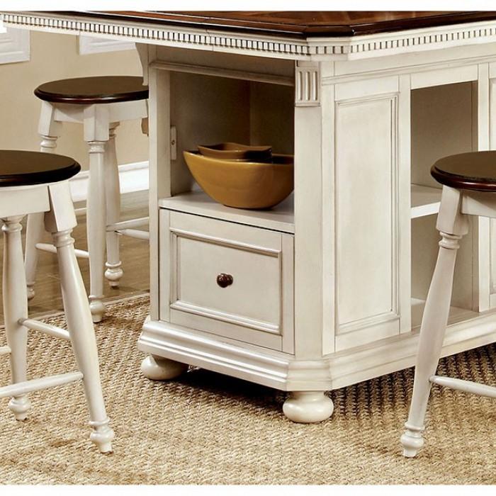

    
CM3199WC-PT-5PC Transitional Off-White & Cherry Solid Wood Counter Dining Set 5pcs Furniture of America Sabrina
