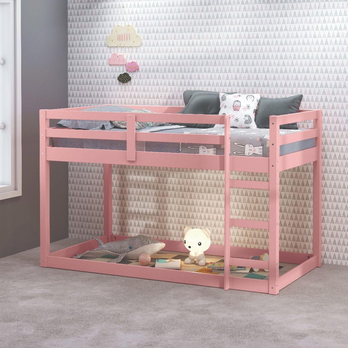 

    
Transitional Pink Twin Loft Bed Wood by Acme Gaston BD00768
