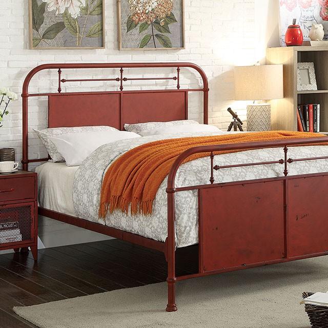

    
Furniture of America Haldus Twin Panel Bed CM7502RD-T Panel Bed Red CM7502RD-T
