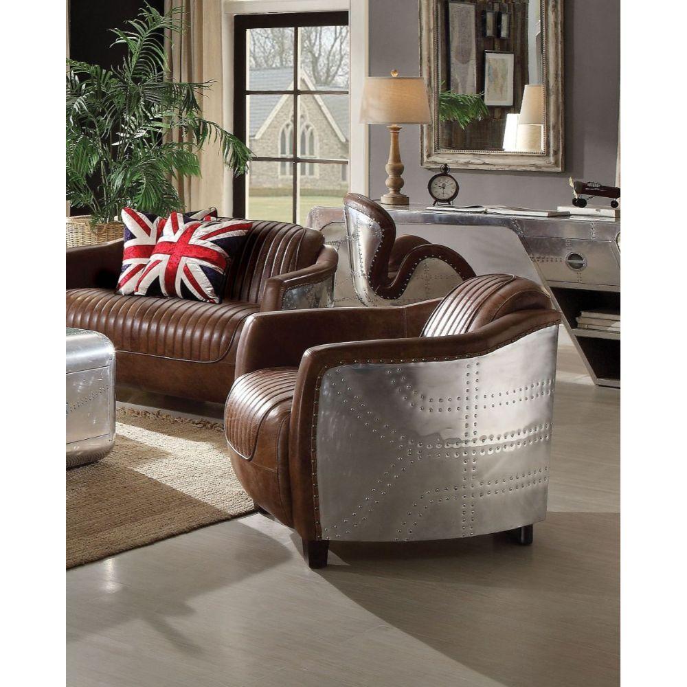 Casual, Transitional Chair Brancaster Chair 53547-C 53547-C in Brown Top grain leather
