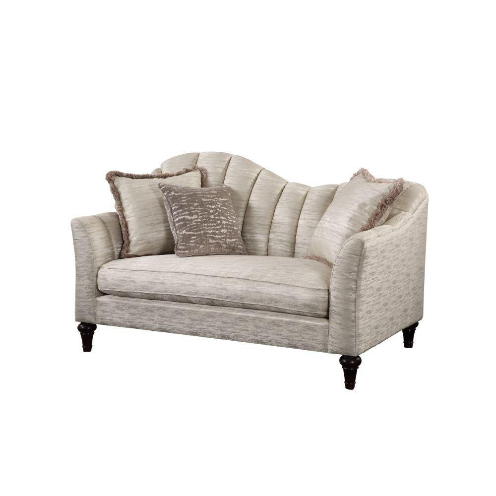 Transitional Loveseat Athalia 55306 in Pearl 