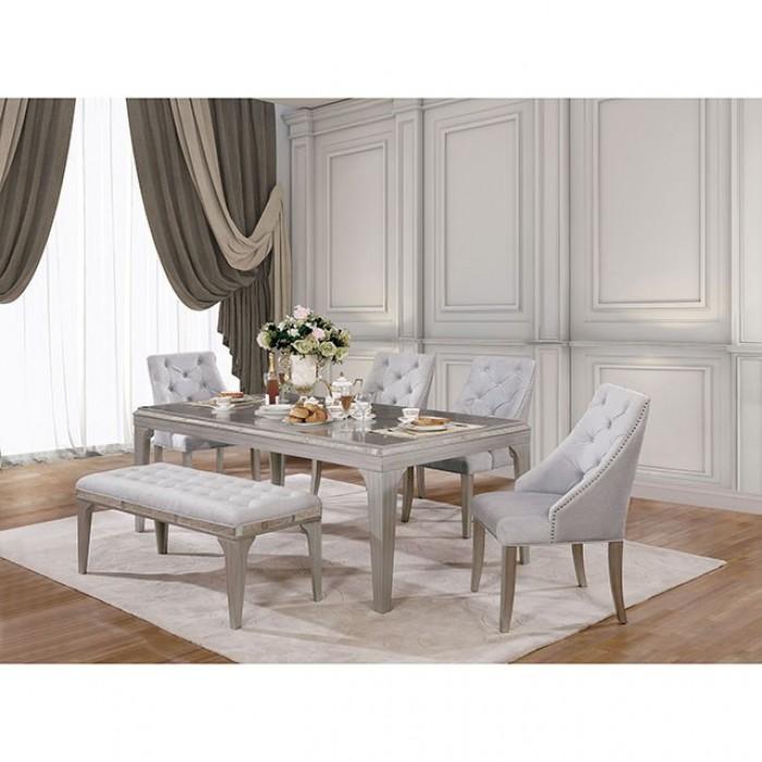 Transitional Dining Room Set CM3020T-Set-6 Diocles CM3020T-6PC in Silver 