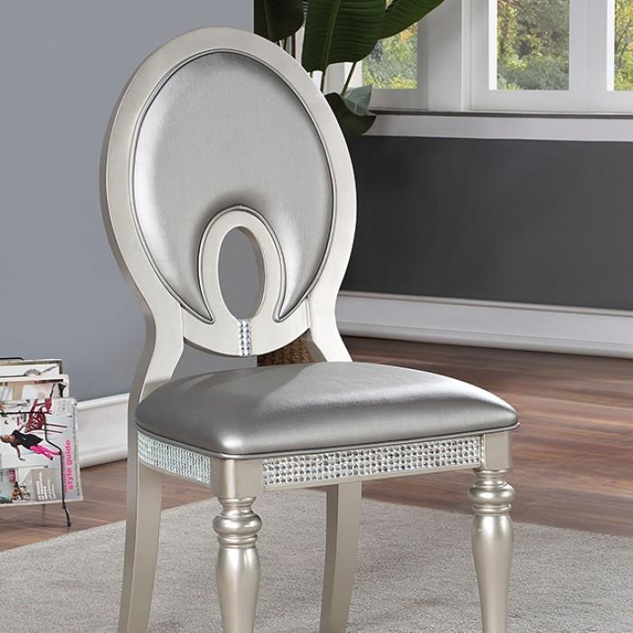 Transitional Side Chair Set Cathalina Side Chair Set 2PCS CM3541SV-SC-2PK CM3541SV-SC-2PK in Silver Leatherette