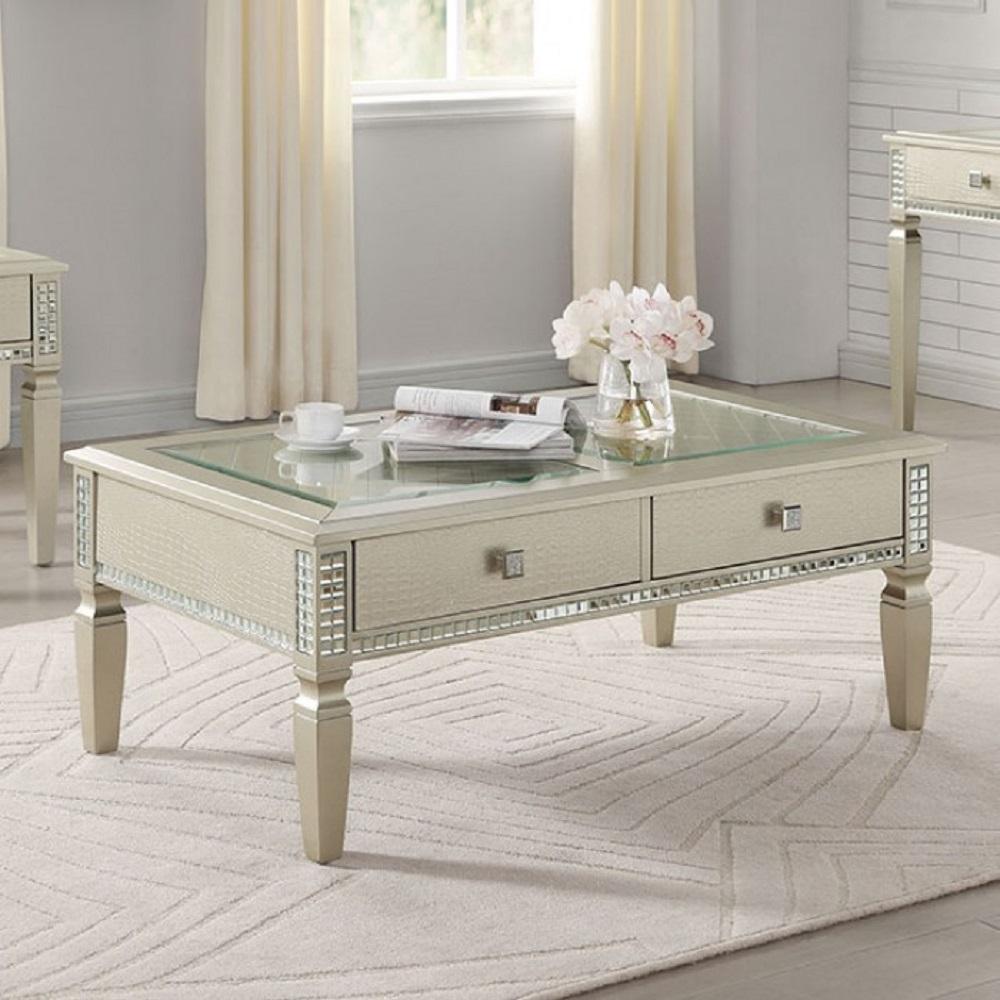 Transitional Coffee Table CM4512C Adina CM4512C in Silver 