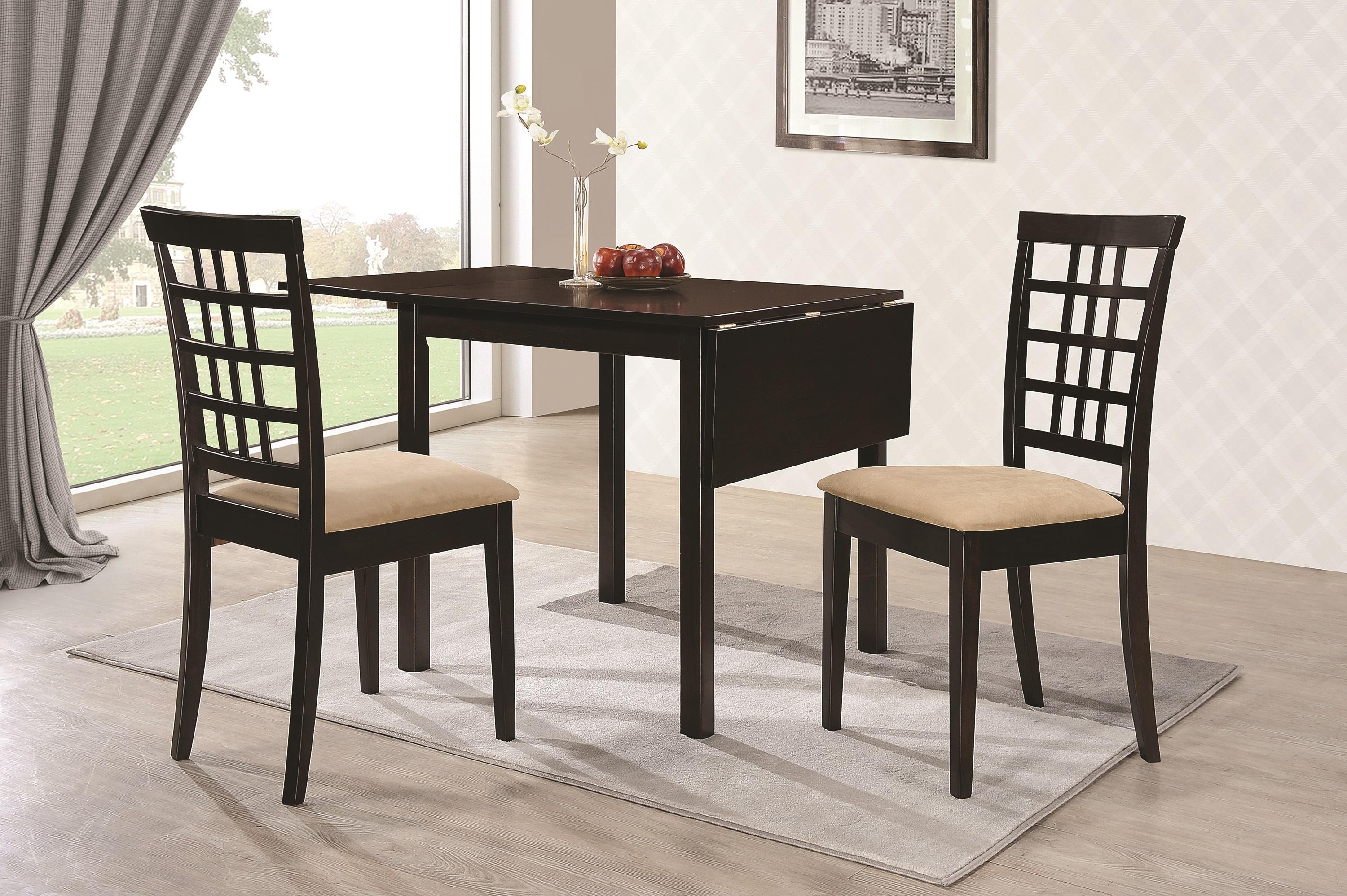 

    
Transitional Tan & Cappuccino Solid Wood Dining Room Set 3pcs Coaster 190821-S3 Kelso
