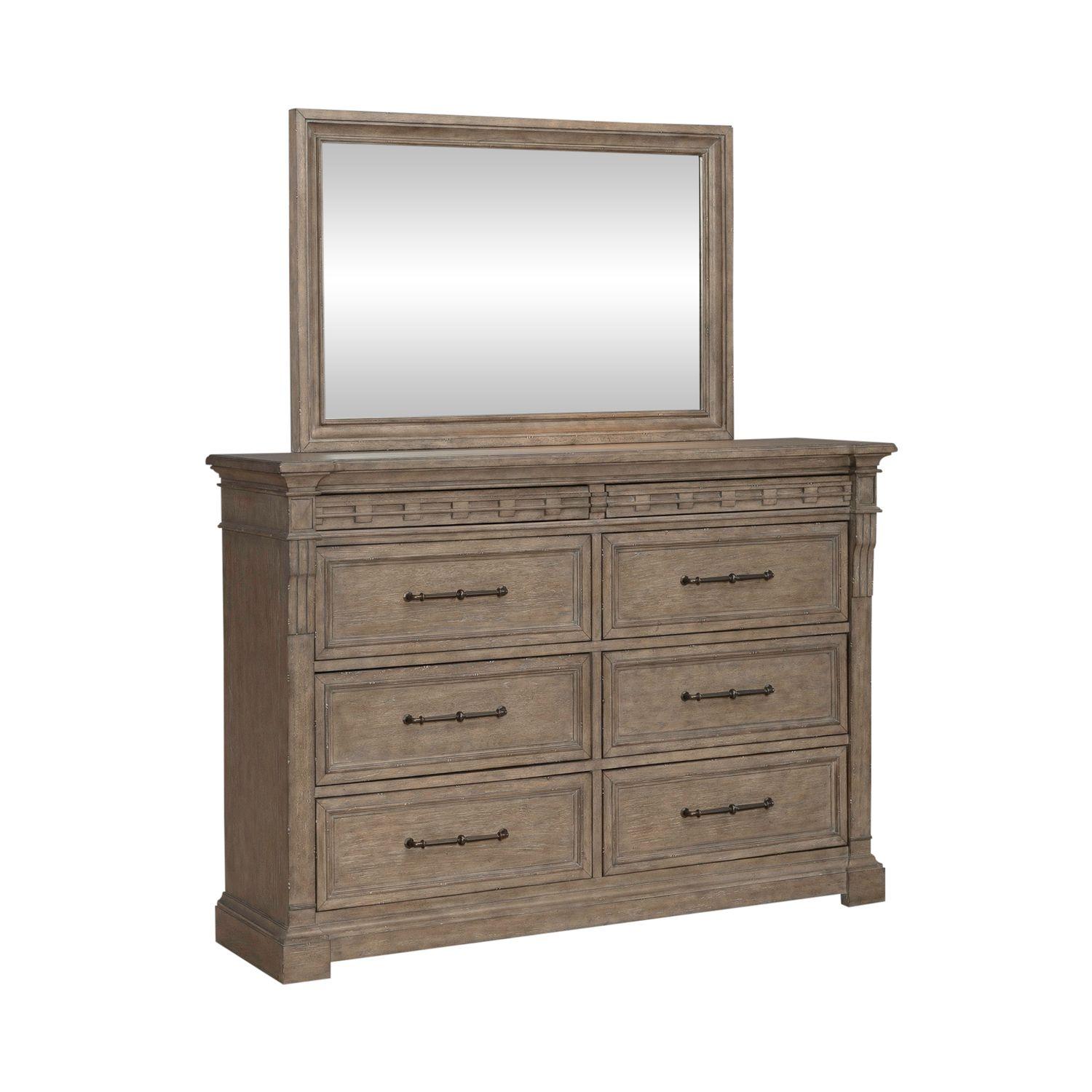 Transitional Dresser With Mirror Town & Country (711-BR) 711-BR-DM in Taupe 