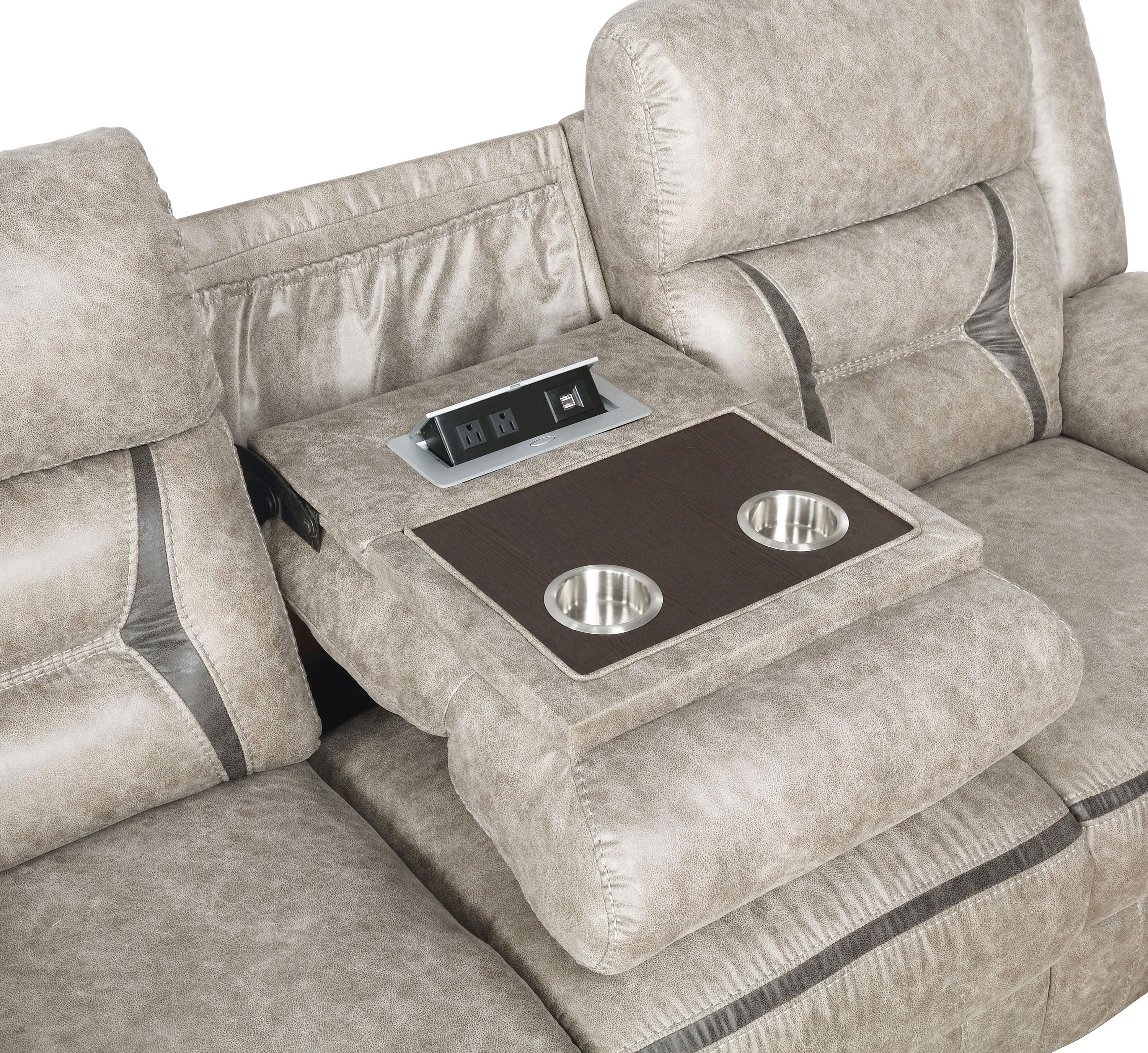 

    
Transitional Taupe Leatherette Motion Sofa Coaster 651351 Greer
