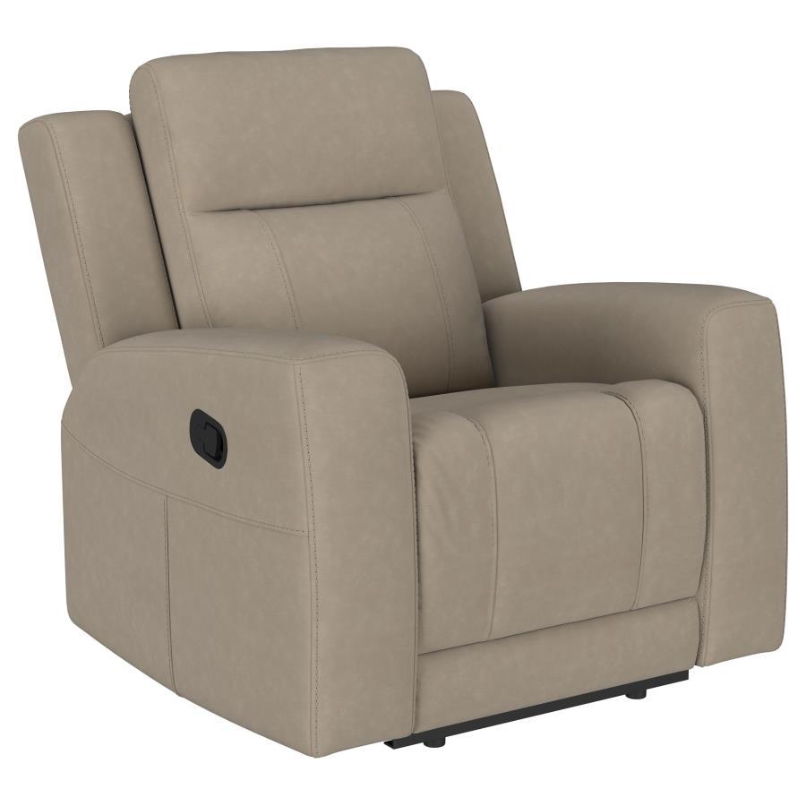 

    
Transitional Taupe Wood Recliner Chair Coaster Brentwood 610283
