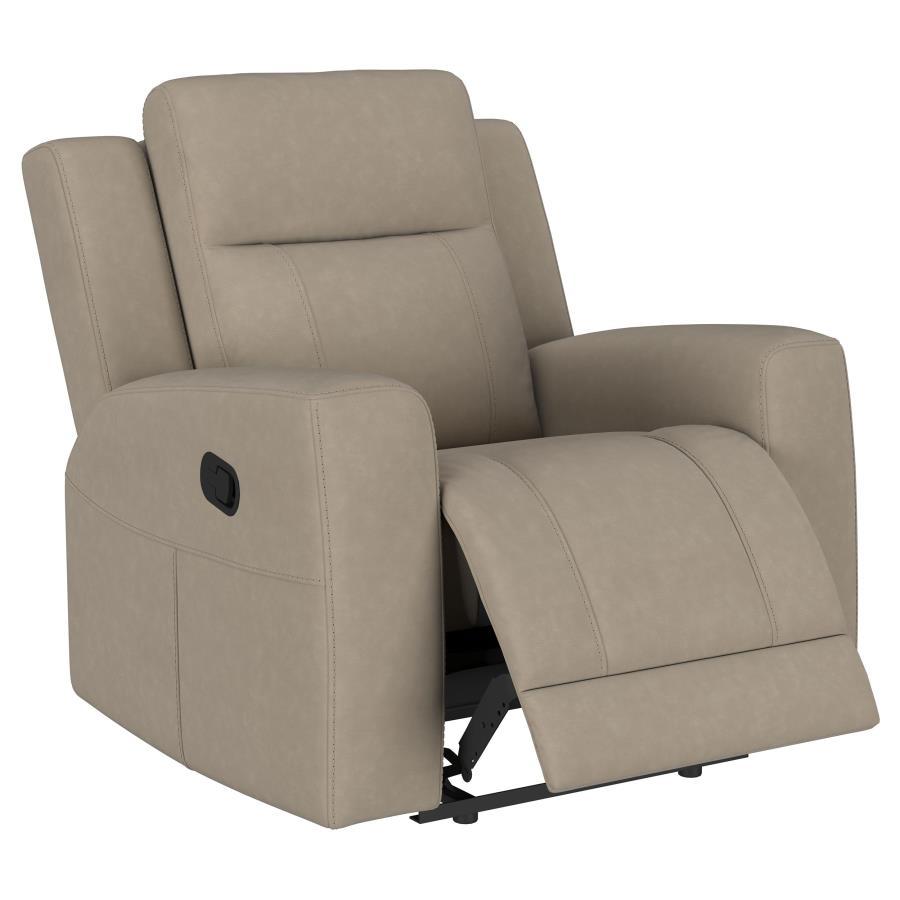 

    
Transitional Taupe Wood Recliner Chair Coaster Brentwood 610283
