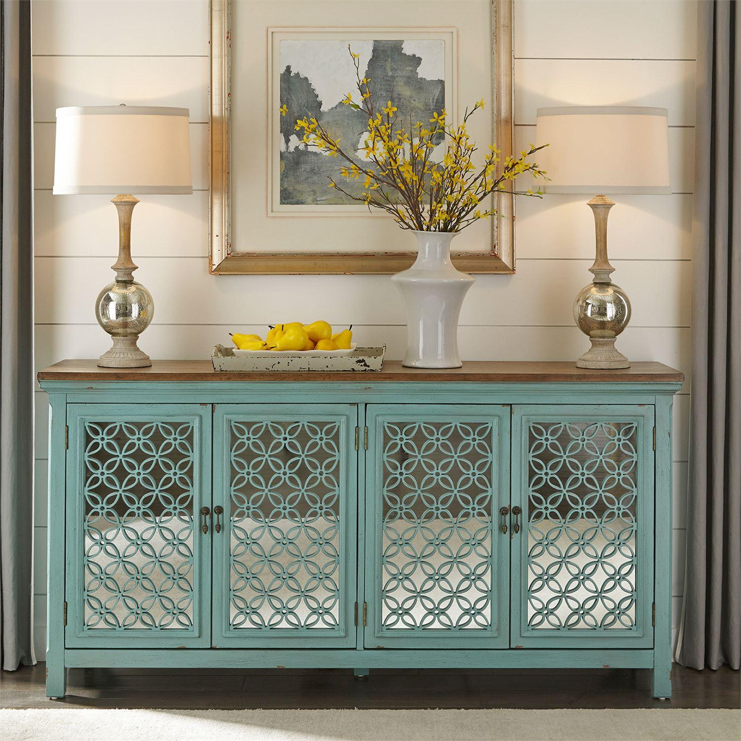 Transitional Sideboard Kensington  (2011-AC) Accent Chest 2011-AC7236 in Turquoise 