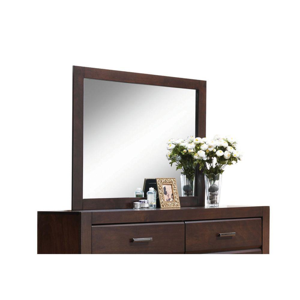 

    
Transitional Walnut Wood Dresser With Mirror Acme Oberreit 25795-D-2PCS
