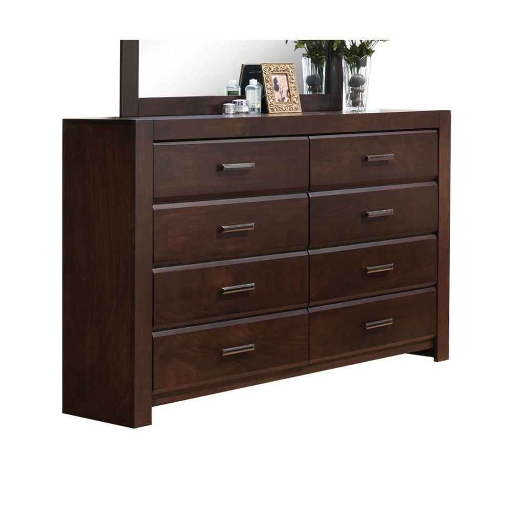 

    
Transitional Walnut Wood Dresser With Mirror Acme Oberreit 25795-D-2PCS
