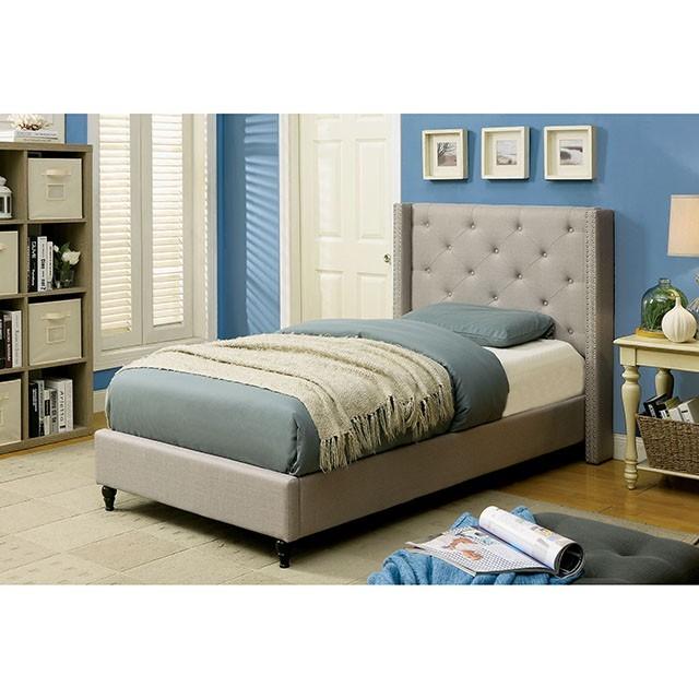 

    
Furniture of America Anabelle Twin Platform Bed CM7677GY-T Platform Bed Warm Gray CM7677GY-T
