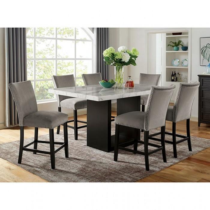 

    
Transitional White & Black Genuine Marble Counter Height Table Furniture of America CM3744PT Kian
