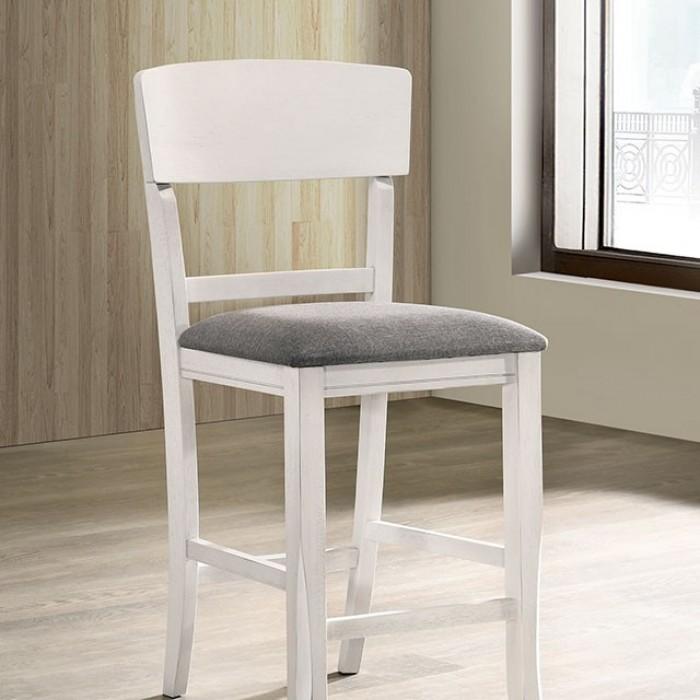 Transitional Counter Height Chair CM3733WG-PC-2PK Stacie CM3733WG-PC-2PK in White Fabric