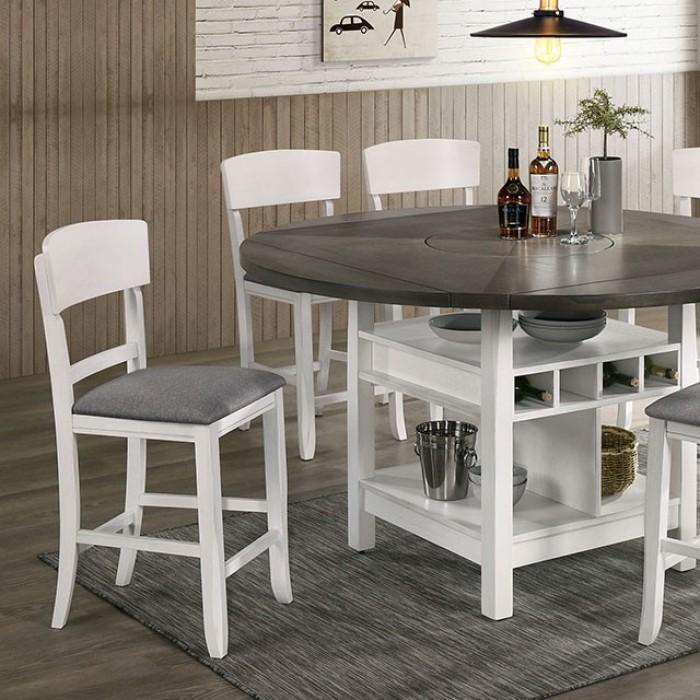Transitional Counter Table Set CM3733WG-RPT-Set-5 Stacie CM3733WG-RPT-5PC in White Fabric