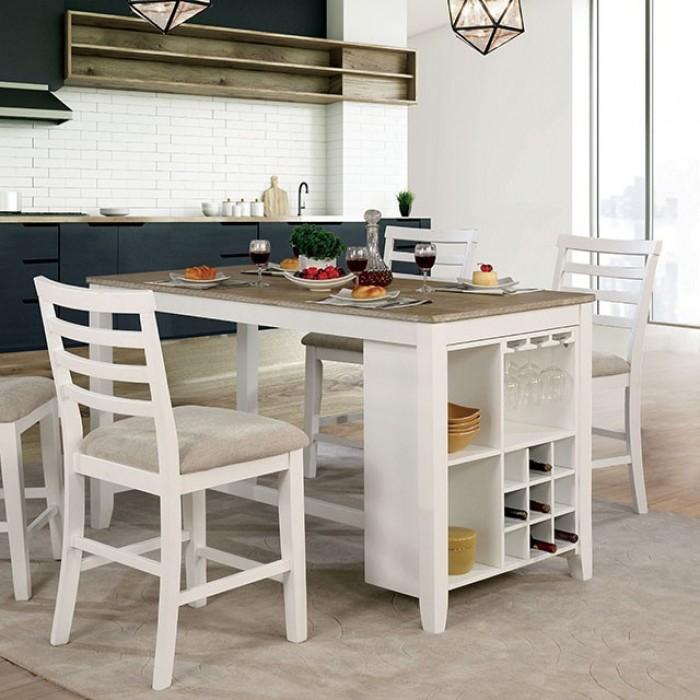 Transitional Counter Dining Set CM3156PT-Set-5 Kiana CM3156PT-5PC in White Fabric