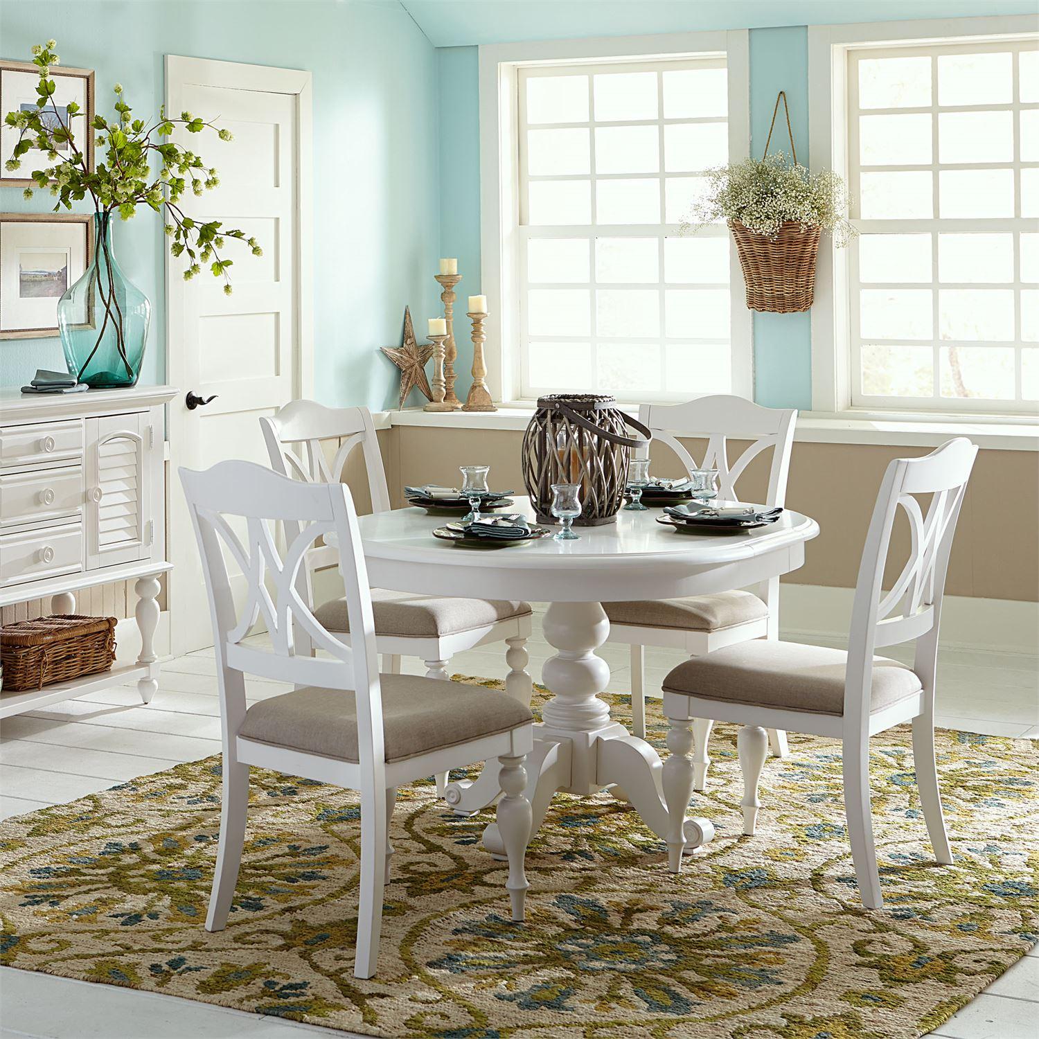 Transitional Dining Room Set Summer House  (607-CD) Dining Room Set 607-CD-5PDS in White 