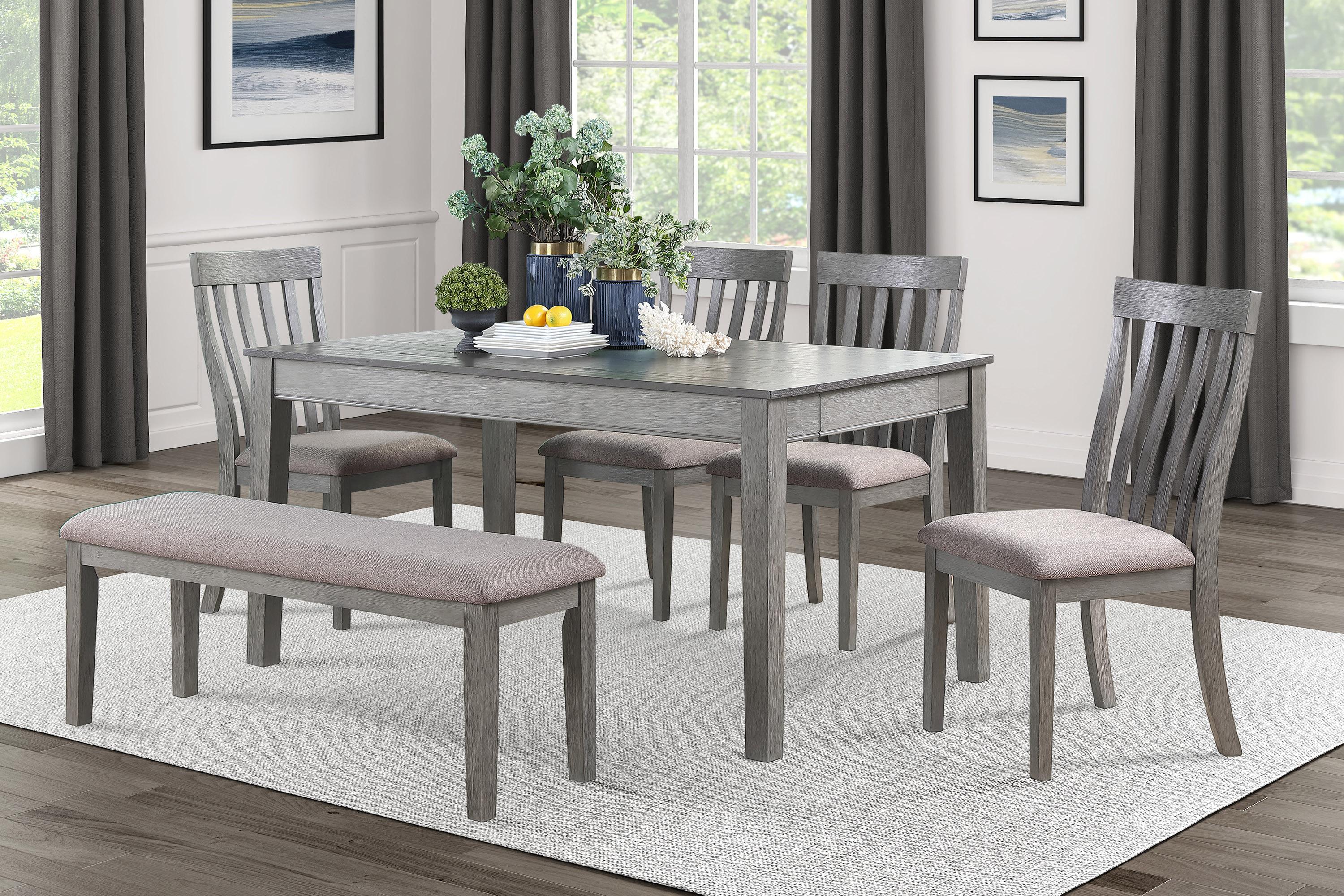Transitional Dining Room Set 5706GY-60*7PC Armhurst 5706GY-60*7PC in Gray Polyester