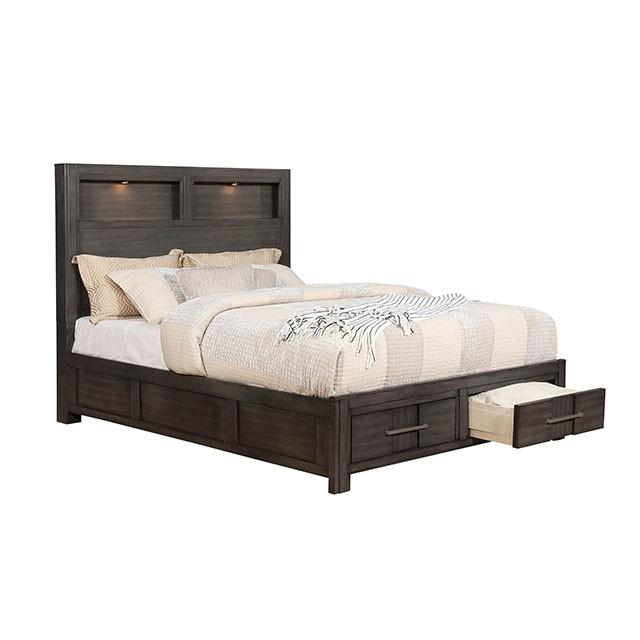 Transitional Storage Bed KARLA CM7500GY-Q CM7500GY-Q-BED in Gray Matte