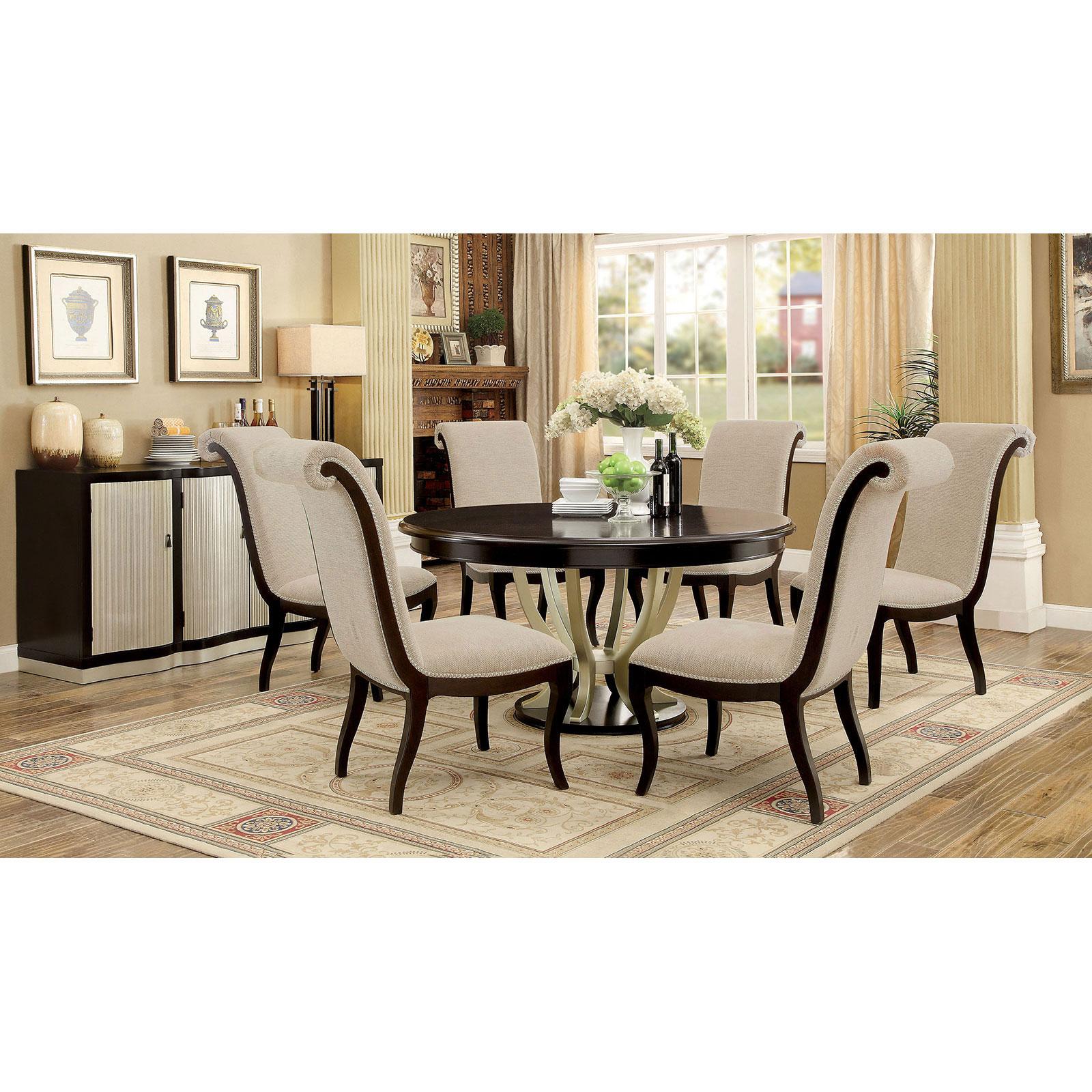 

    
Espresso Round Dining Table ORNETTE CM3353RT Furniture of America Transitional
