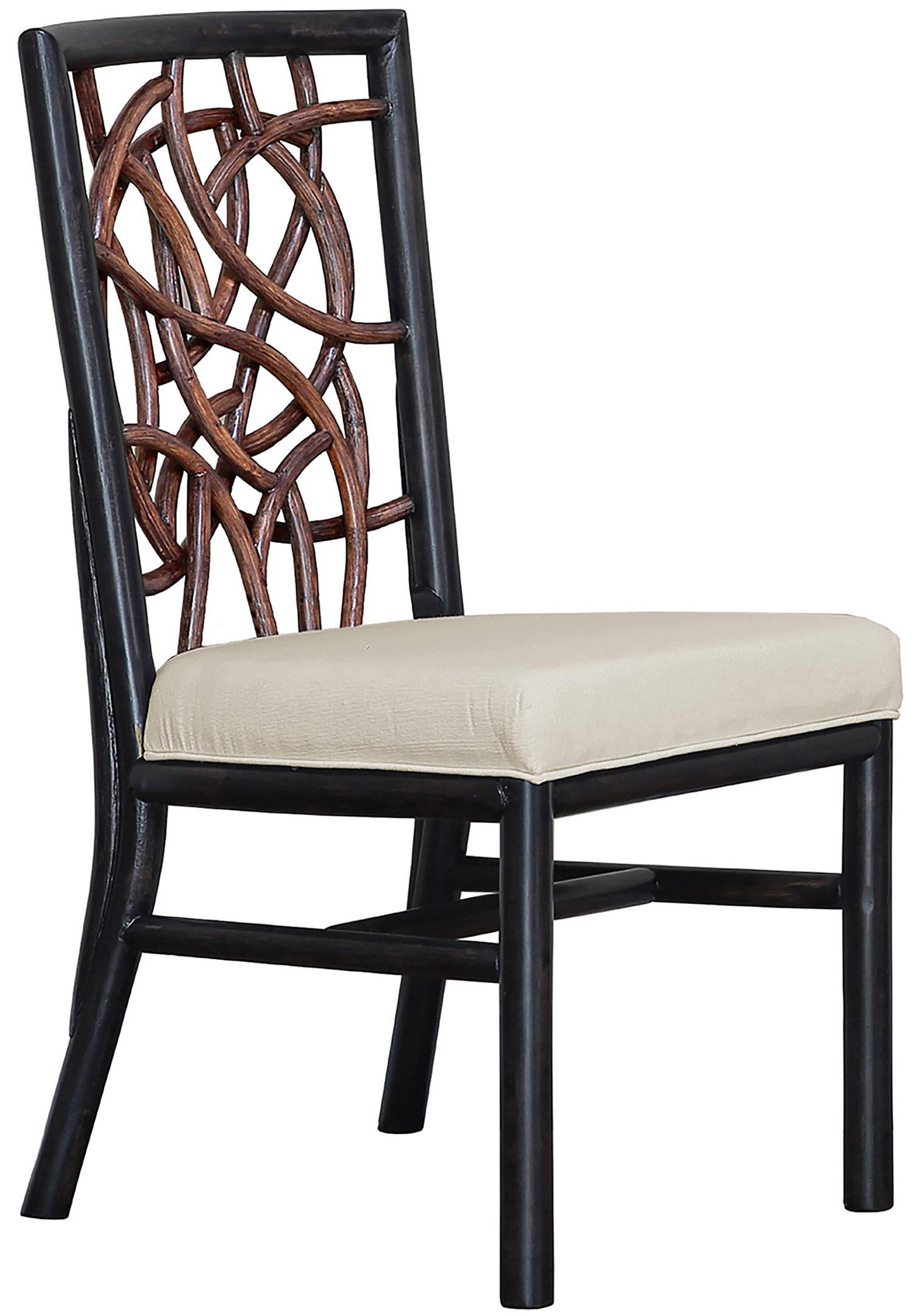Classic Outdoor Side Chair Trinidad PJS-1401-BLK-SC in Black, Beige Fabric