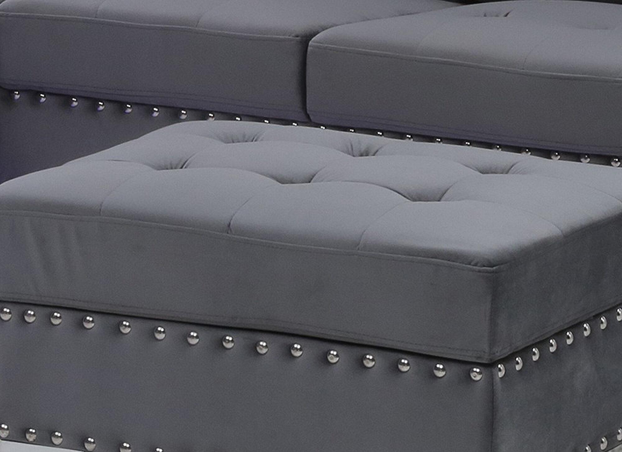 

    
 Photo  U97 Contemporary Gray Velvet Sectional Sofa w/LED & Storage Ottoman Global USA
